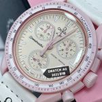 Omega*Swatch Light Pink Bezel Mission to Venus 42MM Lady Watch